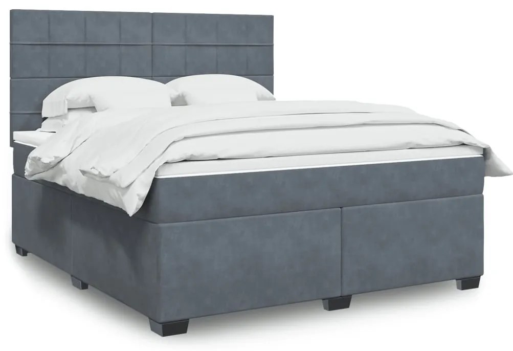 vidaXL Cama com molas/colchão 180x200 cm veludo cinzento-escuro
