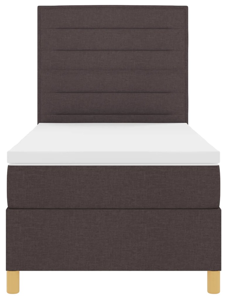 Cama Box Spring com Colchão Castanho Escuro 100x200 cm Tecido