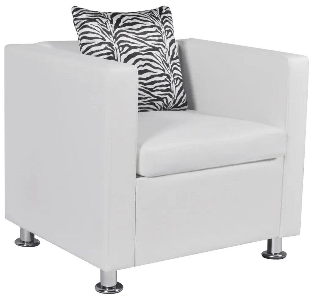 242213 vidaXL Poltrona em couro artificial branco
