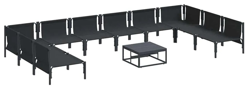 Conjunto de Sofá de Jardim 11 pcs Cinzento-escuro Aço