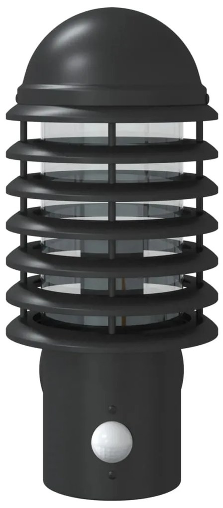 Candeeiro de parede p/ exterior com sensor aço inoxidável preto