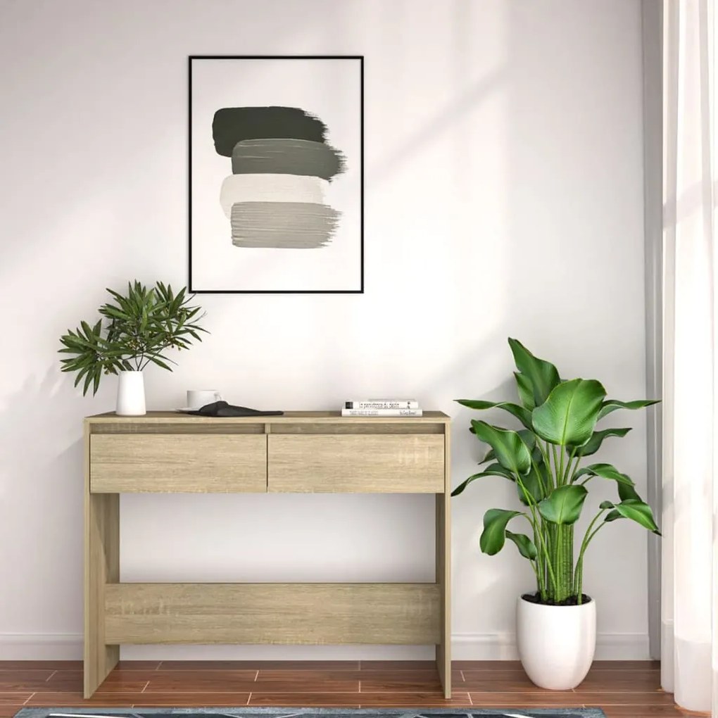 Mesa consola 100x35x76,5 cm derivados madeira carvalho sonoma