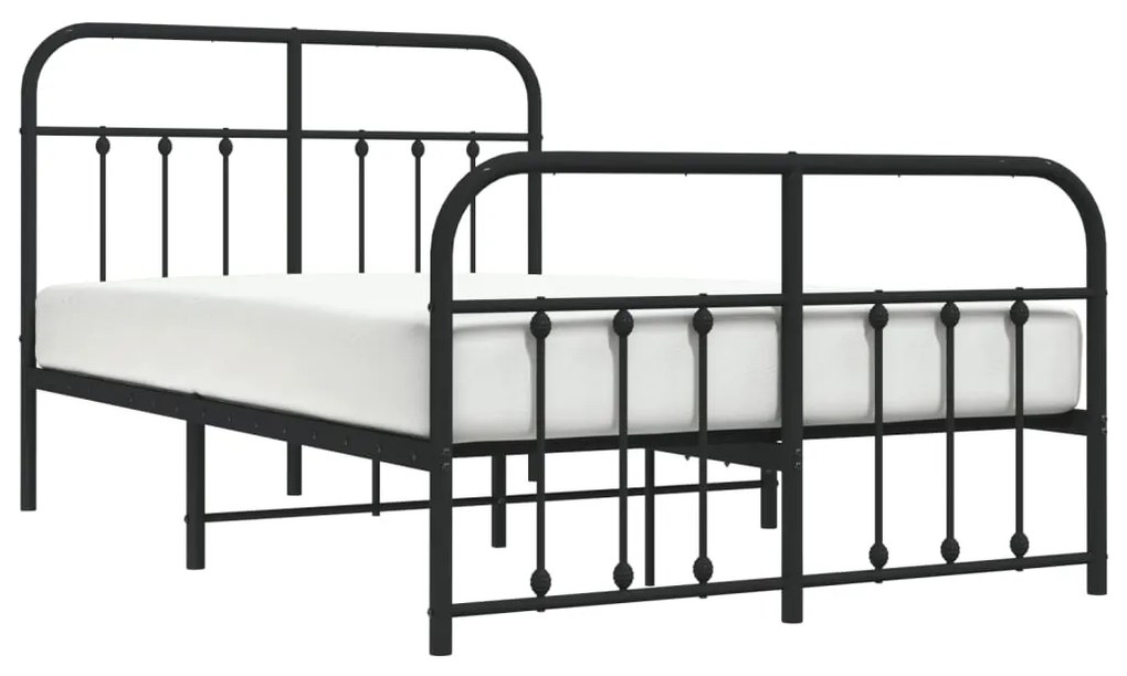 Estrutura de cama com cabeceira e pés 120x200 cm metal preto