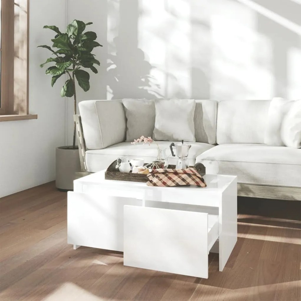 Mesa de centro 90x50x41,5 cm derivados madeira branco brilhante