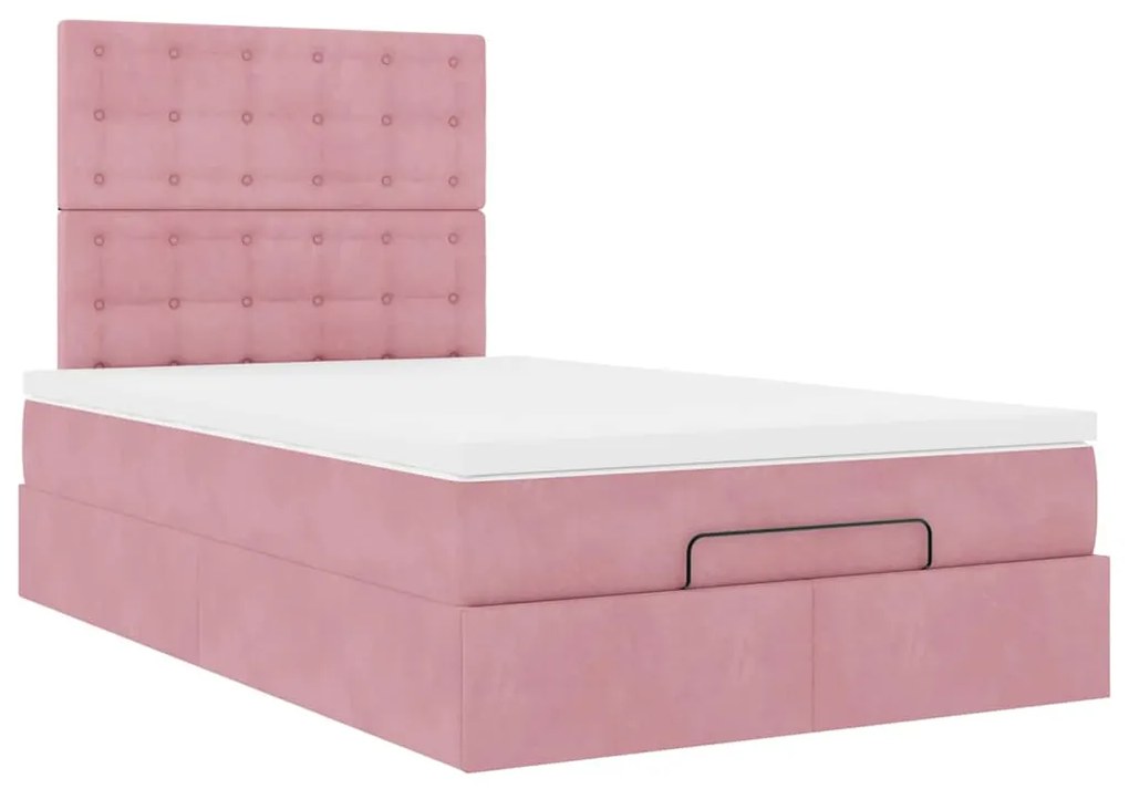 Estrutura de cama otomana com colchões 120x200 cm veludo rosa