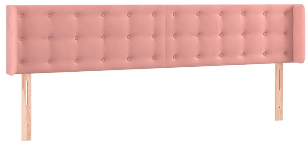 Cabeceira de cama c/ luzes LED veludo 163x16x78/88 cm rosa