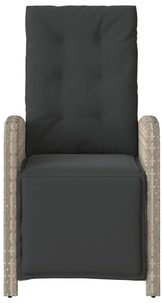Cadeiras jardim reclináveis 2 pcs c/ apoio de pés cinza claro