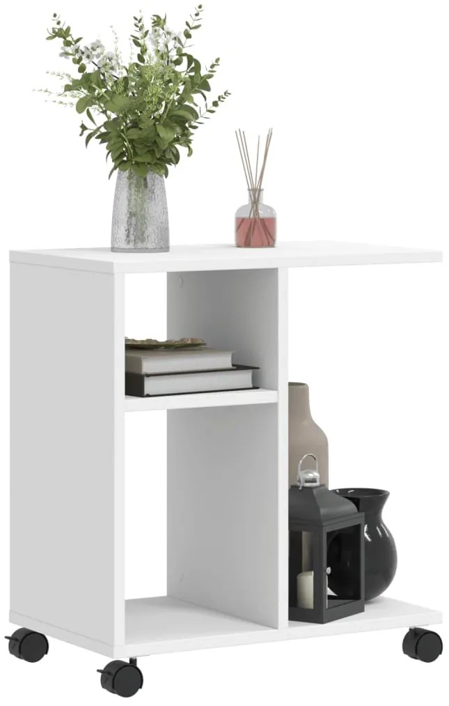 Mesa de apoio c/ rodas 50x30x55 cm derivados de madeira branco