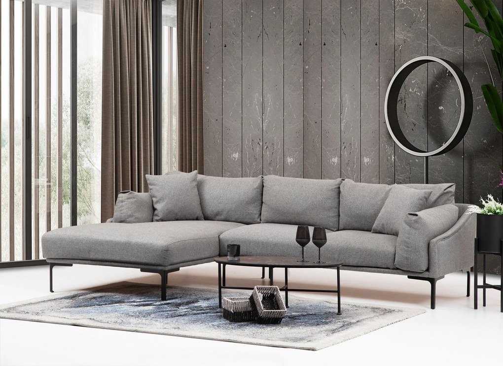 Sofá de Canto Leo Corner – Cinzento – 255 x 150 cm