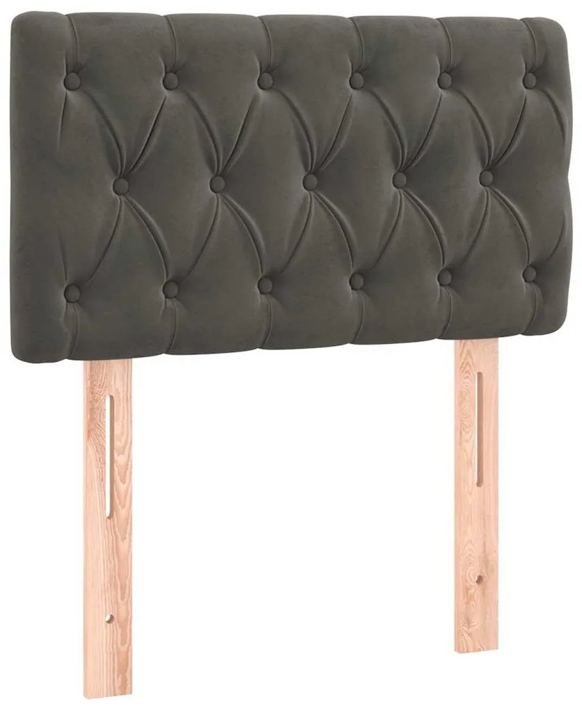 Cama box spring c/ colchão/LED 80x200 cm veludo cinzento-escuro