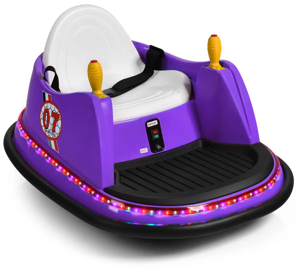 Carro eletrico carrinho de choques para crianças 360° giratório elétrico para carro montável 6 V com luzes música 57 x 75 x 42 cm Violeta