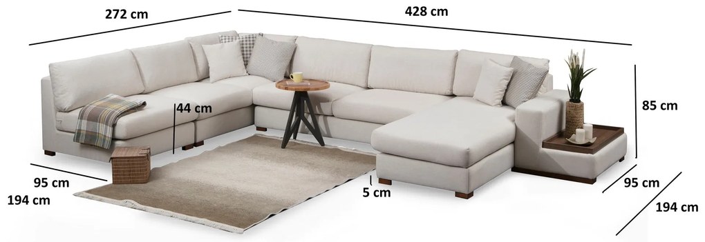 Sofá de Canto Loop – Branco – 272 x 428 cm