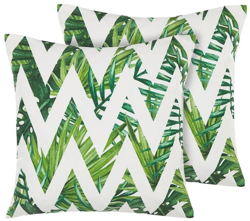 Conjunto de 2 almofadas de jardim branco e verde 45 x 45 cm BRENTO Beliani