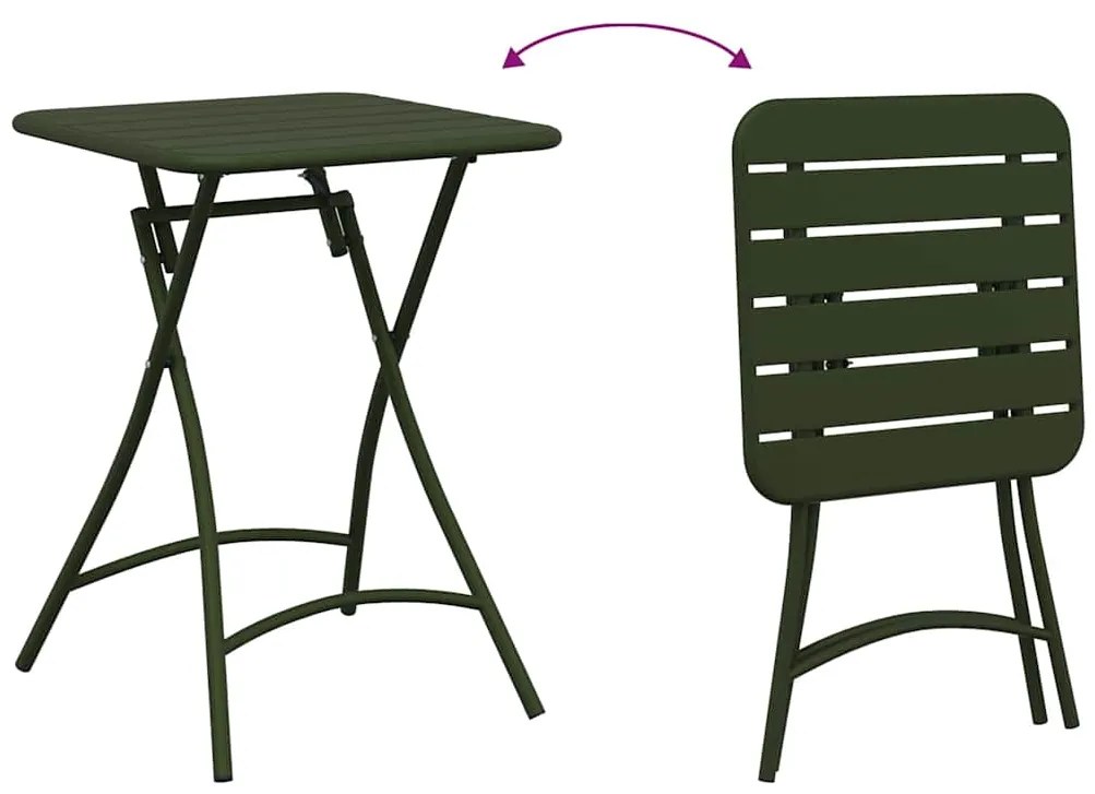 Mesa de Jardim Verde Escura Rebatível 55x55x73 cm - Aço