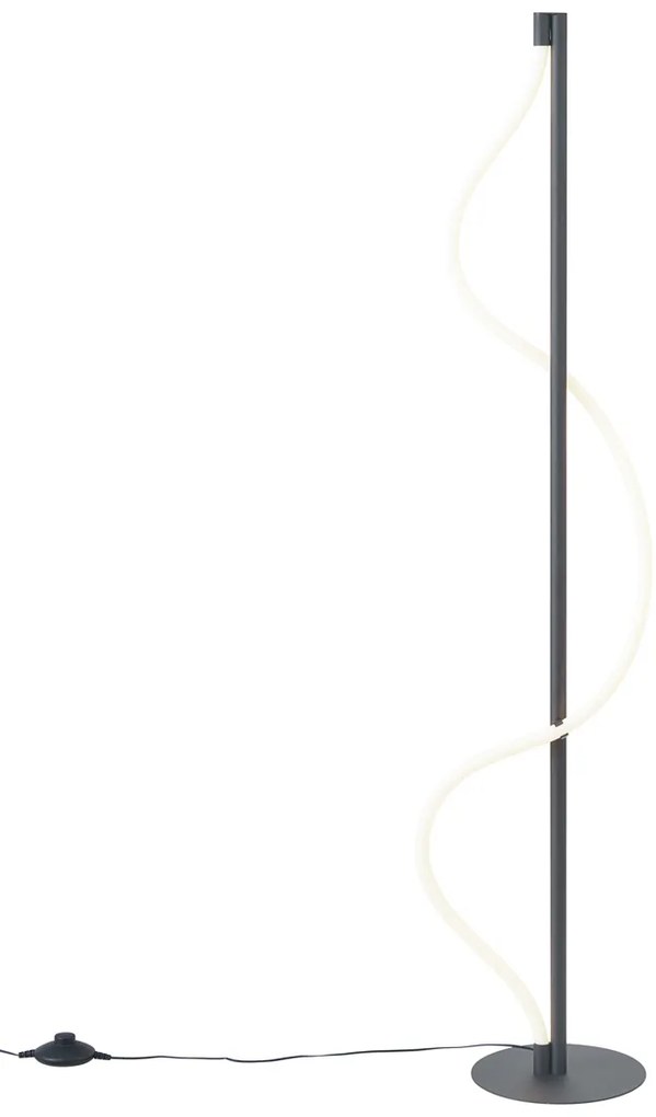 Candeeiro de pé moderno preto com LED regulável em 3 níveis - Twirl