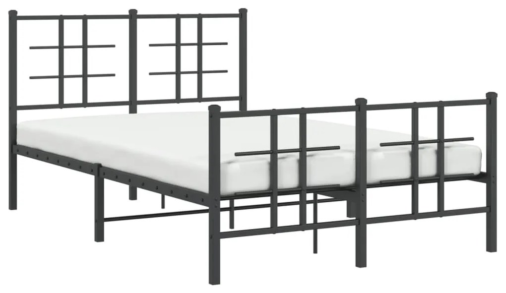 Estrutura de cama com cabeceira e pés 120x190 cm metal preto