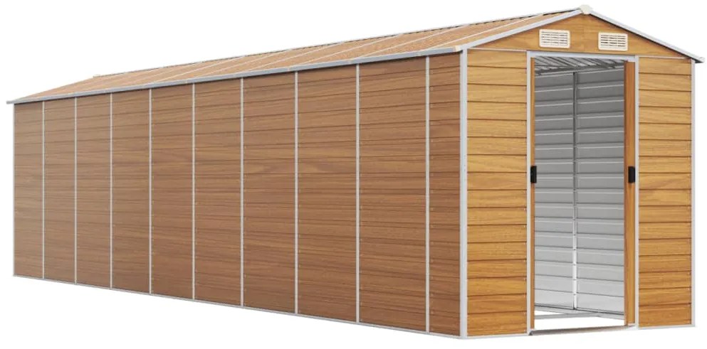Abrigo de jardim 191x810x198 cm aço galvanizado castanho-claro