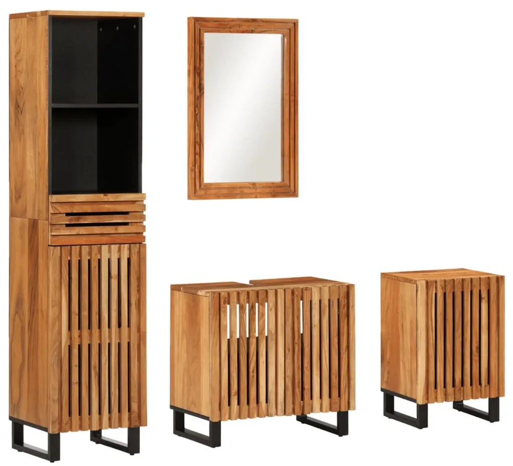 vidaXL 4 pcs conjunto de móveis p/ casa de banho acácia maciça
