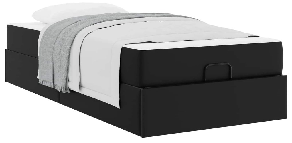 vidaXL Estrutura de cama com colchão com colchão 2 pcs Preto PVC