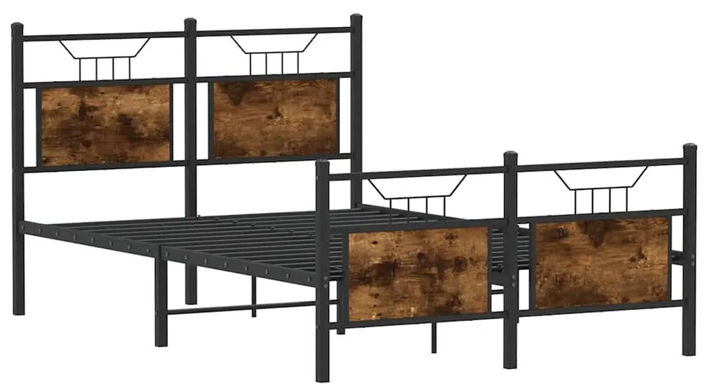 Estrutura de cama s/ colchão derivados madeira carvalho fumado