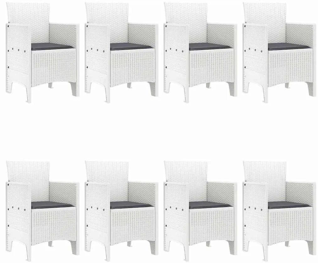 Conjunto de Jantar de Jardim 9 pcs Branco Vime