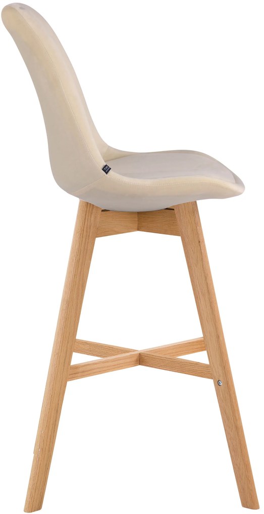 Banco de bar Cannes em veludo e com estrutura de Cor Natural 48 x 112 x 56 cm Creme