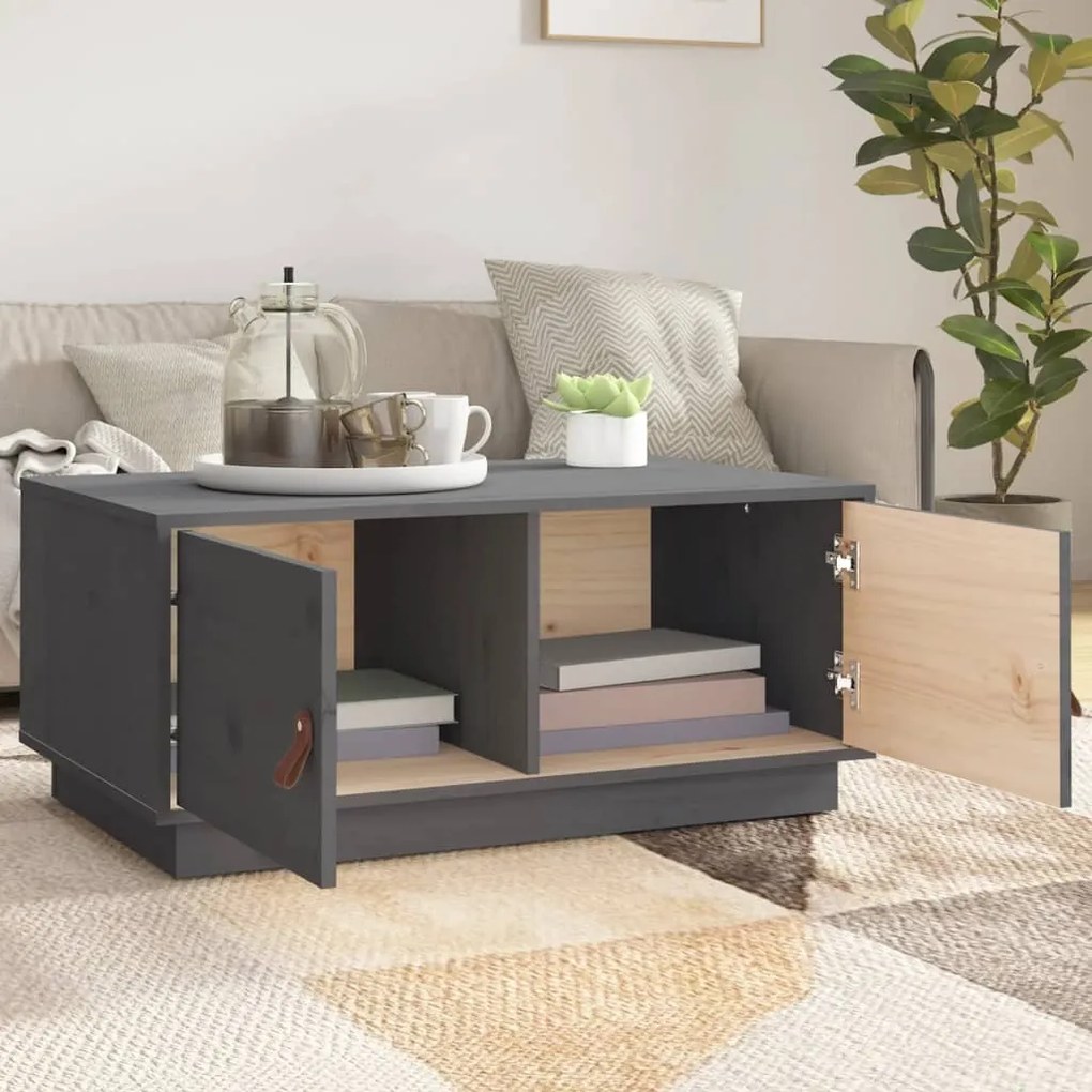 Mesa de centro 80x50x35 cm pinho maciço cinza