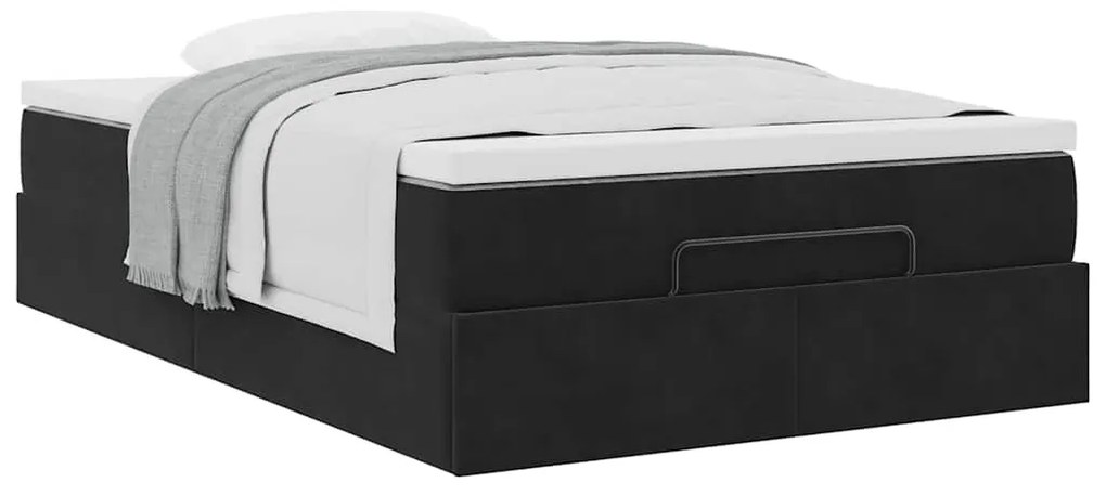 Estrutura de cama otomana com colchão 120x200 cm veludo preto