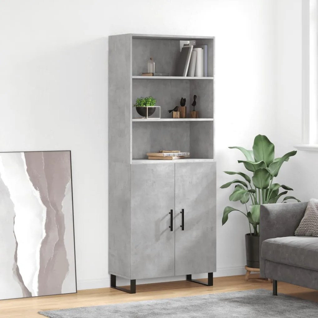 vidaXL Armário alto 69,5x34x180 cm derivados de madeira cinza cimento