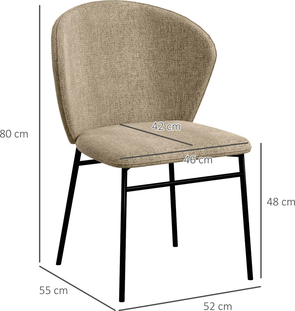 Conjunto de 2 cadeiras de sala de jantar (MESA NÃO INCLUIDA) com assento estofado em tecido com efeito de linho, pés de aço estáveis, design moderno,