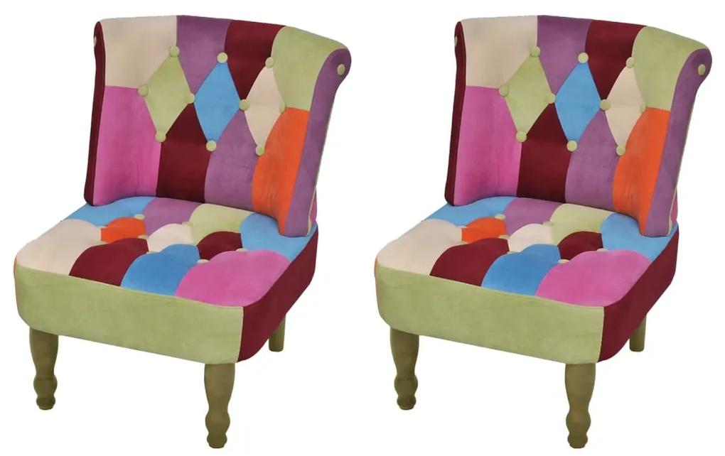 240810 vidaXL Cadeiras francesas 2 pcs tecido com design de retalhos