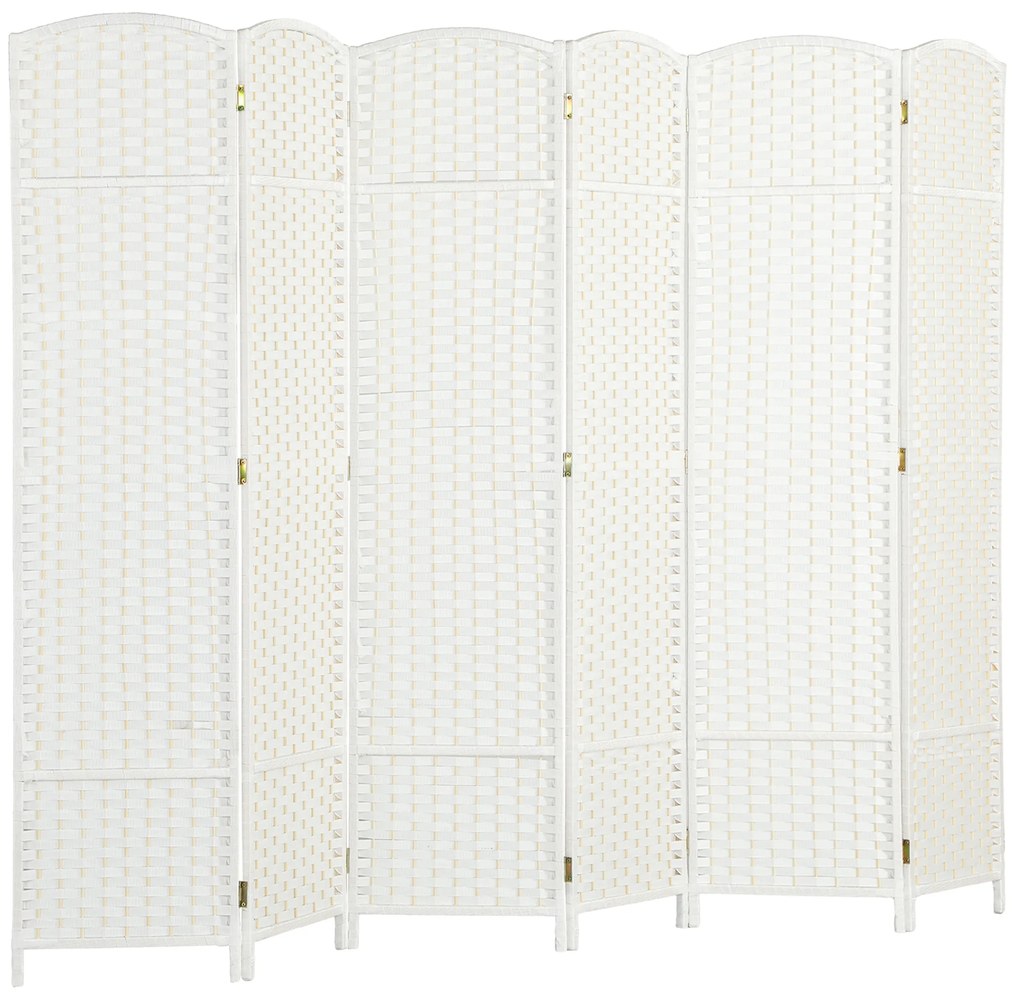 HOMCOM Biombo de 6 Painéis Separador de Ambientes Dobrável 240x170 cm para Sala de Estar Dormitório Escritório Branco