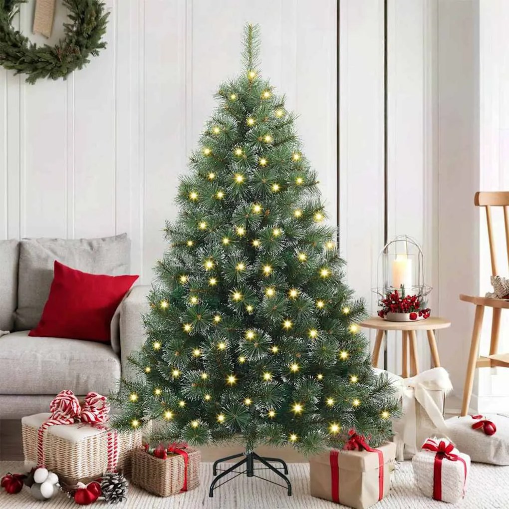 vidaXL Árvore de Natal Artificial com 150 LEDs Verde 150 cm PE e PVC