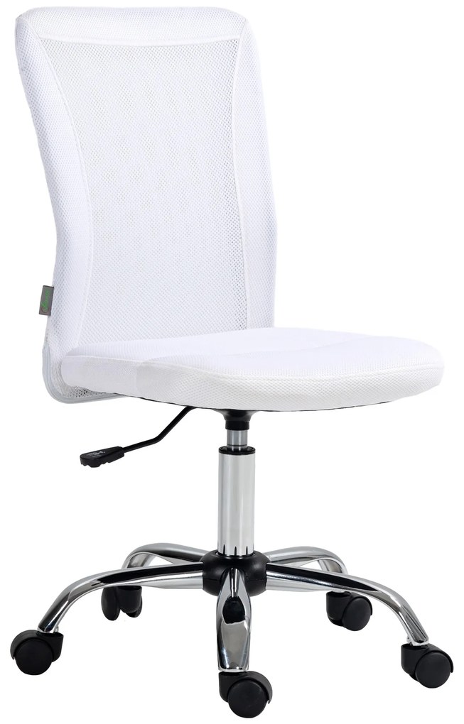 Vinsetto Cadeira de Escritório Ergonômica Altura Ajustável Base Cromada Giratória 360° Revestimento de Malha Branca | Aosom Portugal