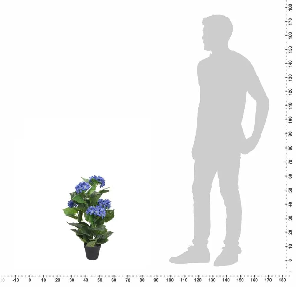Planta hortênsia artificial com vaso 60 cm azul