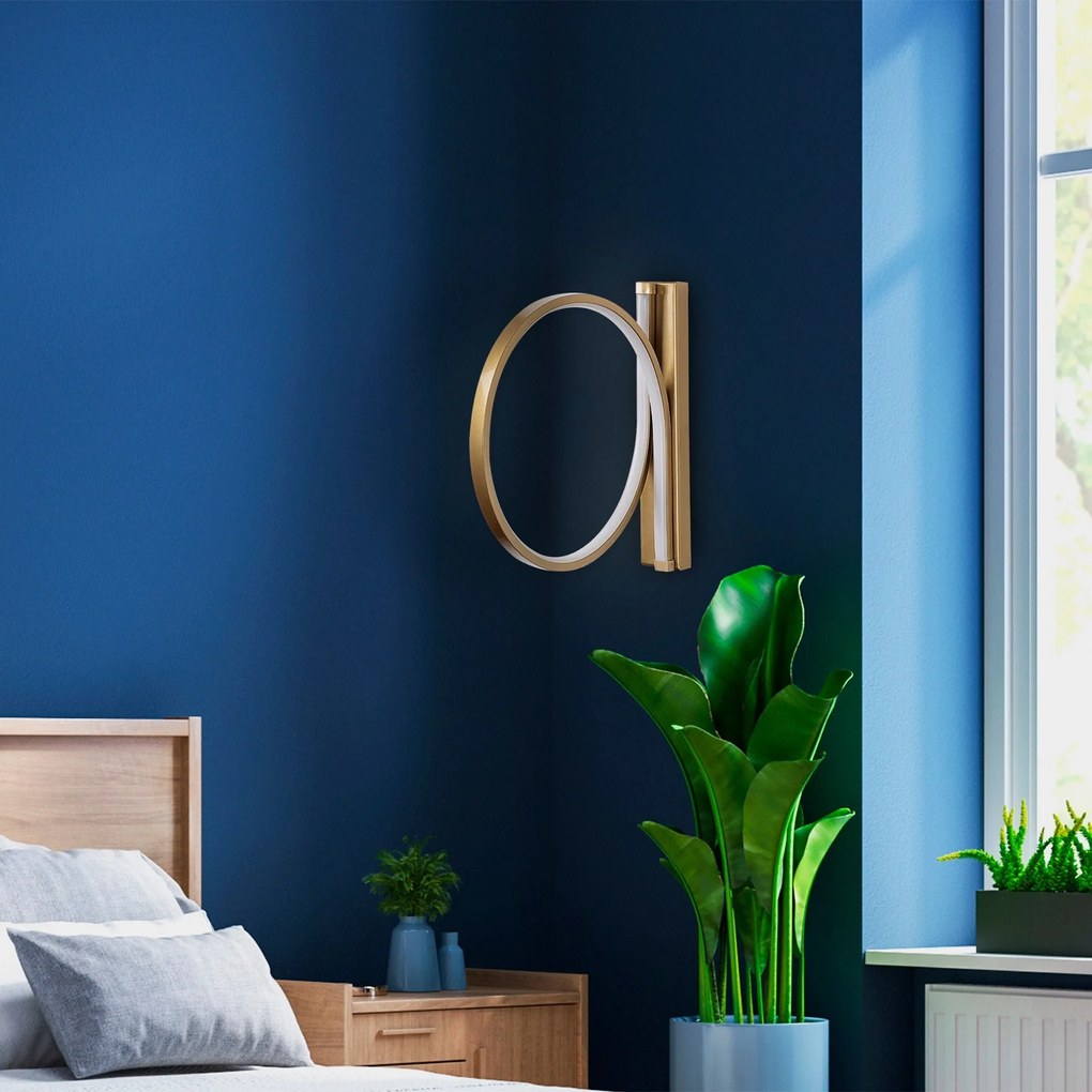 Candeeiro de Parede Halka – Dourado – Diâmetro: 30 cm, Profundidade: 5