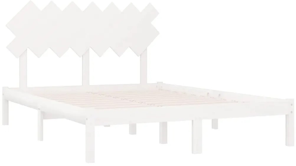 Estrutura de cama 140x190 cm madeira maciça branco