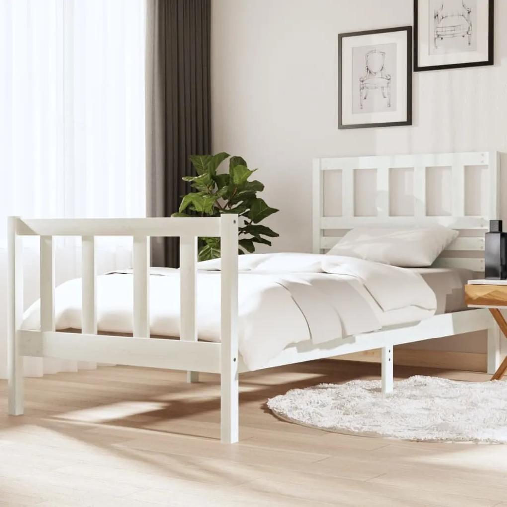 Estrutura de cama solteiro 90x190 cm madeira maciça branco