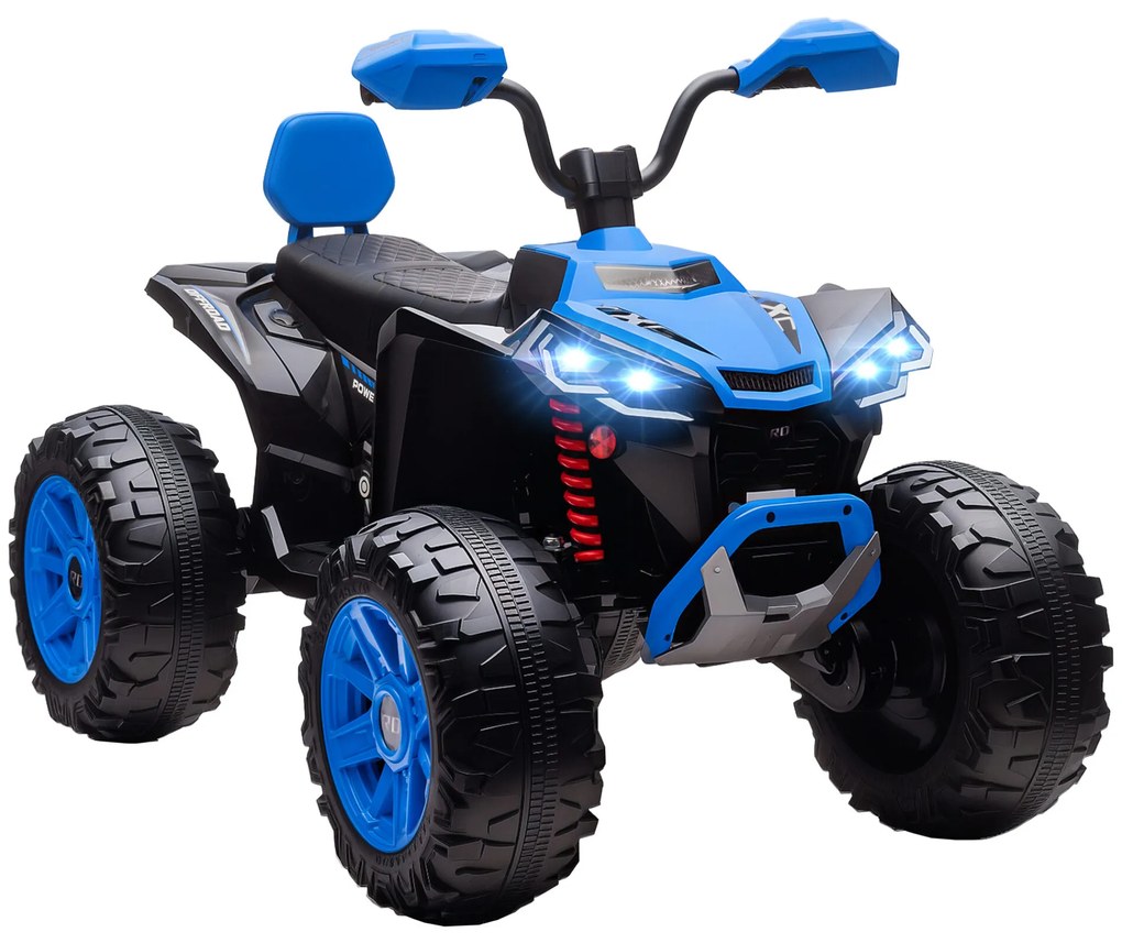 AIYAPLAY Quadricilo Elétrico para Crianças 24V para 3-8 Anos com 2 Lugares 2 Motores Velocidade até 6,5 km/h Rodas com Suspensão Faróis Buzina Música e USB 109x68,5x76 cm Azul