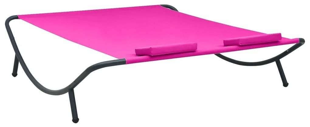 Espreguiçadeira de exterior em tecido cor-de-rosa