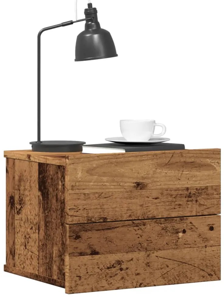 Mesa de cabeceira de parede 40x32x30 cm cor madeira velha