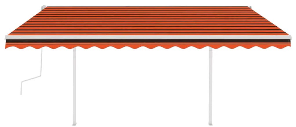 Toldo retrátil manual com postes 4x3 m laranja e castanho