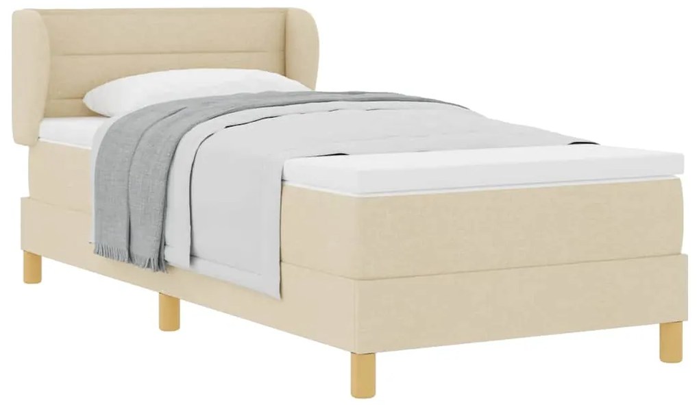 Cama Box Spring com Colchão Creme 100x200 cm em Tecido