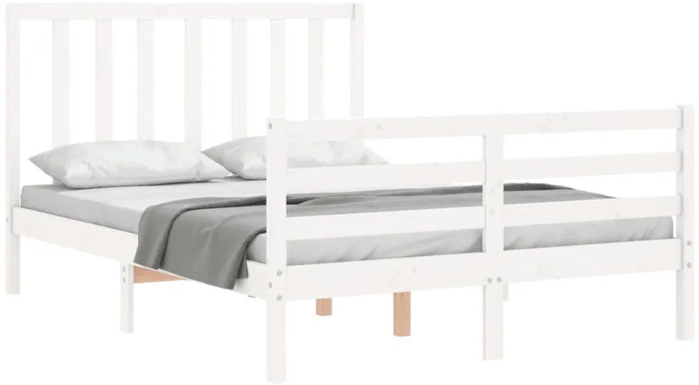 Cama sem colchão 140x200 cm madeira de pinho maciça branco