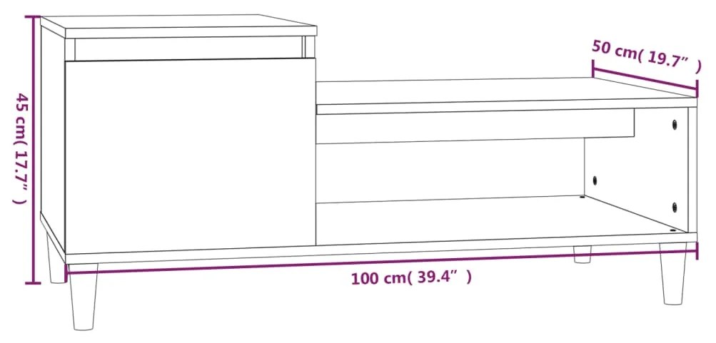 Mesa de centro 100x50x45 cm derivados madeira cinzento cimento