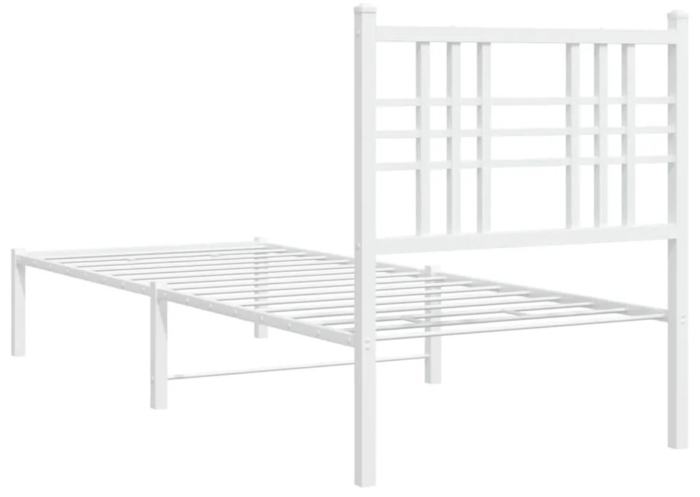 Estrutura de cama com cabeceira 75x190 cm metal branco