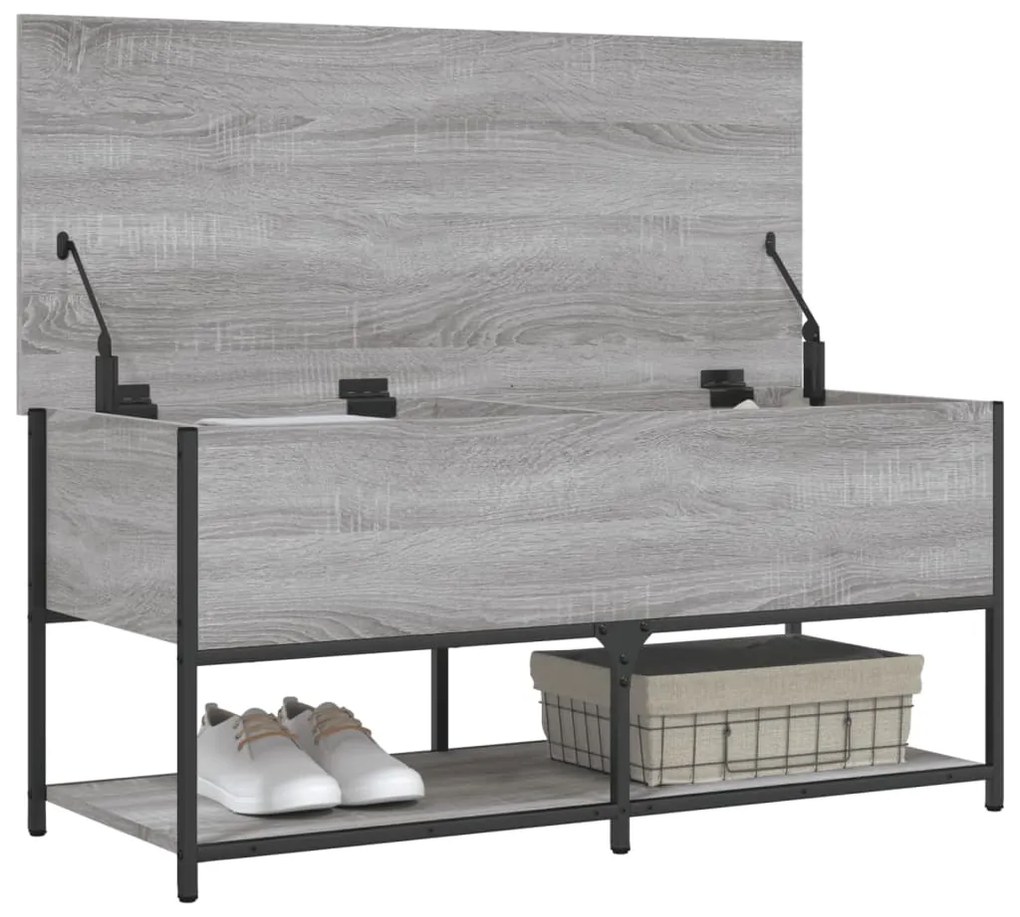 Banco arrumação 100x42,5x47cm derivados madeira cinzento sonoma