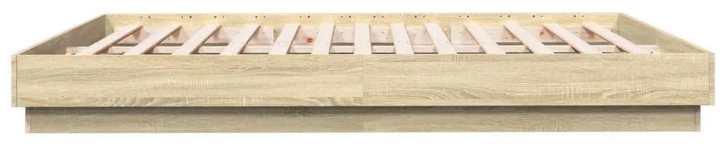 Estrutura de cama com luzes LED 200x200 cm carvalho sonoma