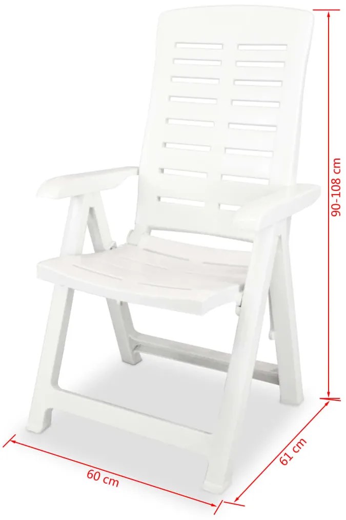Cadeiras de jardim reclináveis 2 pcs plástico branco
