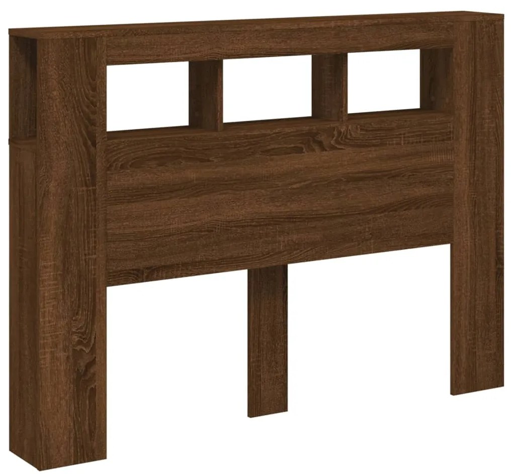 Cabeceira c/ LEDs 140x18,5x103,5 cm carvalho castanho